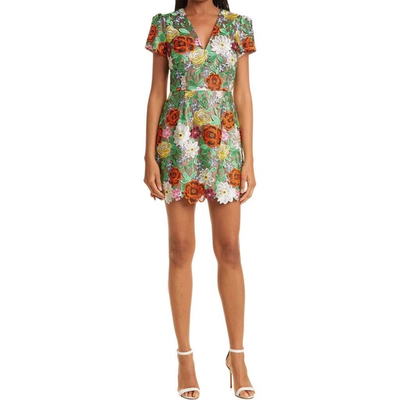 sachin and babi light blue dress Hayden Floral Embroidered Dress in White Multi